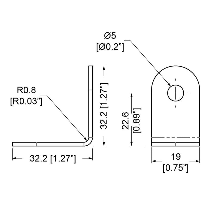 Penn Elcom - B0715Z - 2 Hole PennBrite Brace 32.2mm x 19mm.