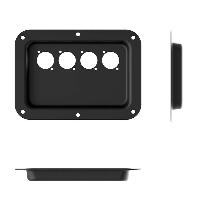 Penn Elcom - D024K - Dish Punched for 4 x D-Series Connectors - Black