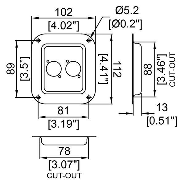 Penn Elcom - D0947Z - Small Dish Punched for 2 x D-Series Connectors - Zink