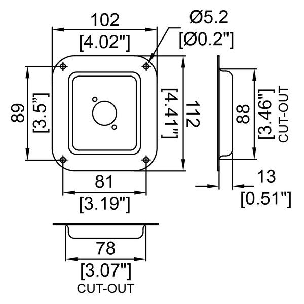 Penn Elcom - D0949K - Small Dish Punched for 1 x D-Series Connector - Black