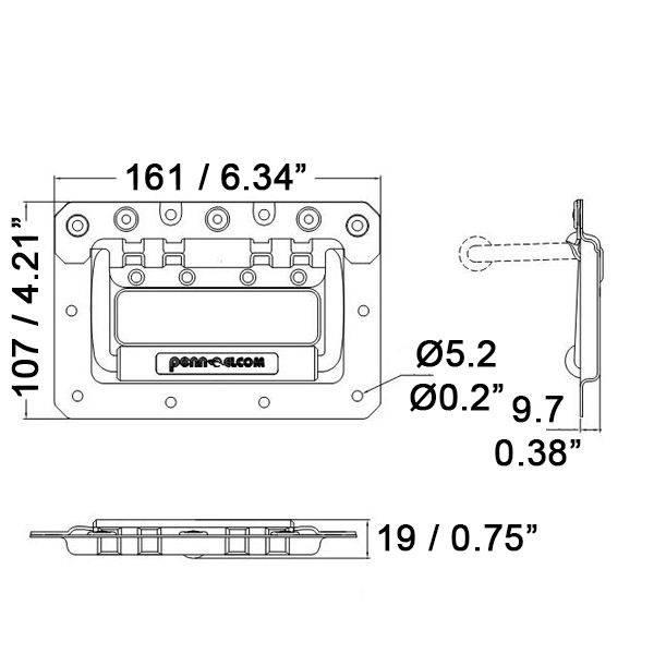 Penn Elcom - H1050K - Rivet Protected Recessed Handle - Black.