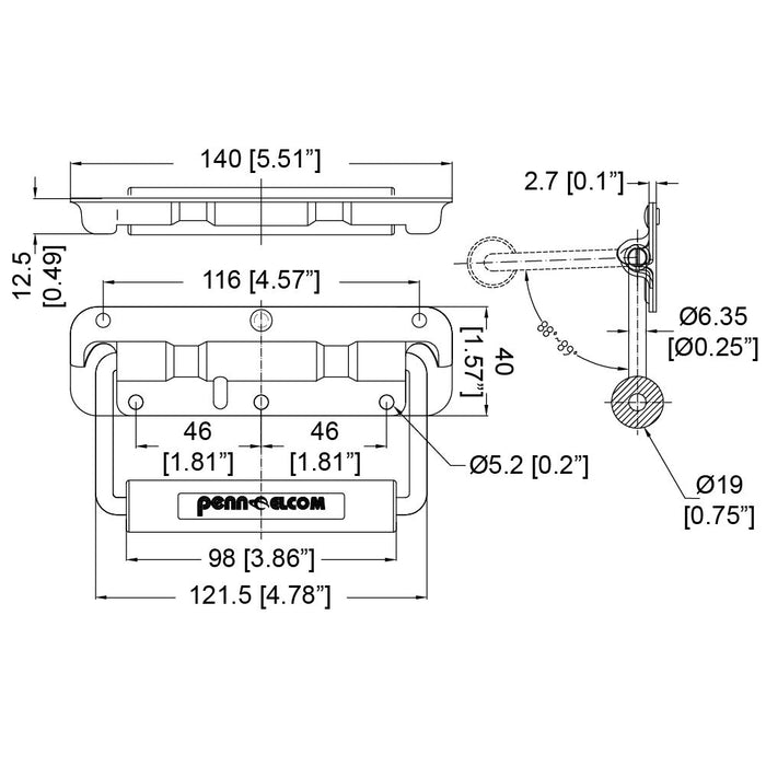 Penn Elcom - H1053Z - Sprung Surface Handle - Zink