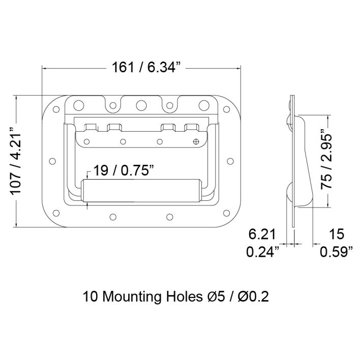 Penn Elcom - H1064Z - Rivet Protected Recessed Handle - Zink