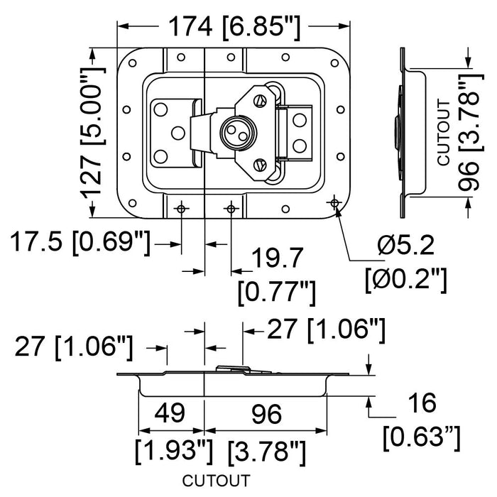 Penn Elcom - L925/527Z - Large Latch in Offset Dish