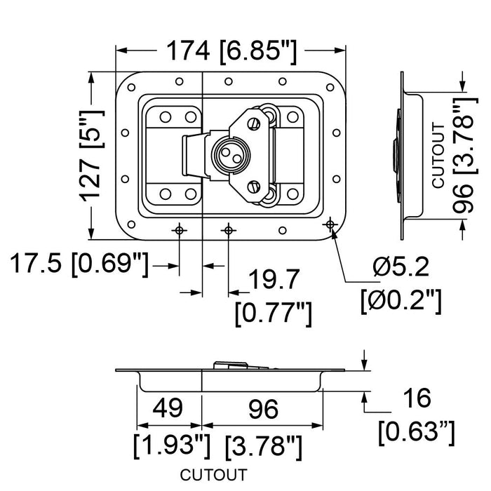 Penn Elcom - L944/525MOL - Large MOL Latch in Plain Dish