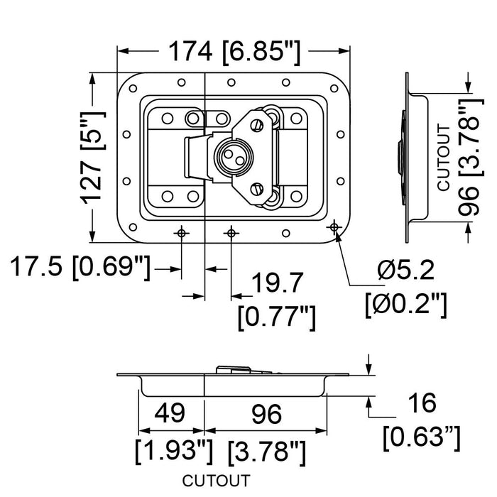 Penn Elcom - L944/528MOL - Large MOL Latch in Plain Dish