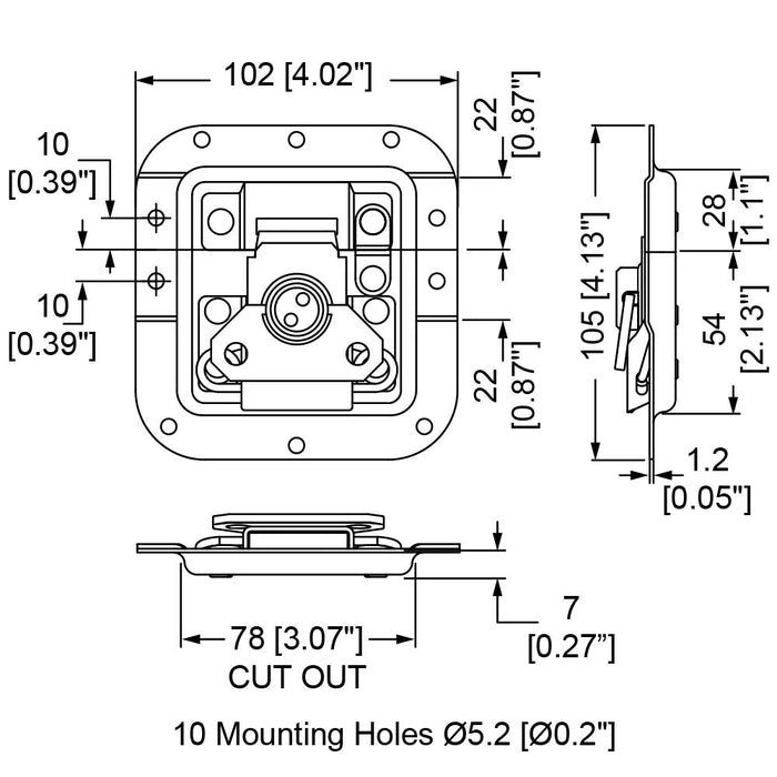 Penn Elcom - L978/928/07 - Medium MOL Latch in Offset Dish