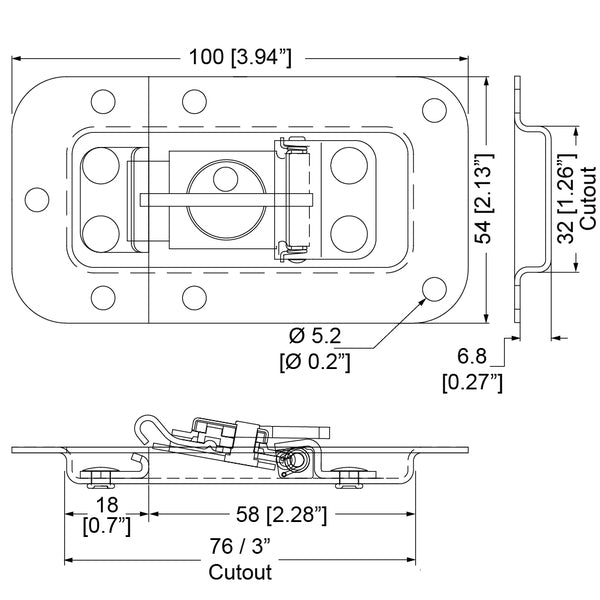 Penn Elcom - L903/7336Z - 2 Unit Rack Lid Latch.